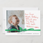 "Dear Jesus" Red Crayon notitie Foto Kerst Kaart (Voorkant)