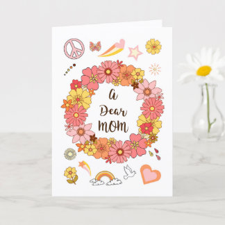 Dear Mom Mother's Day Peace & Love Card         Kaart