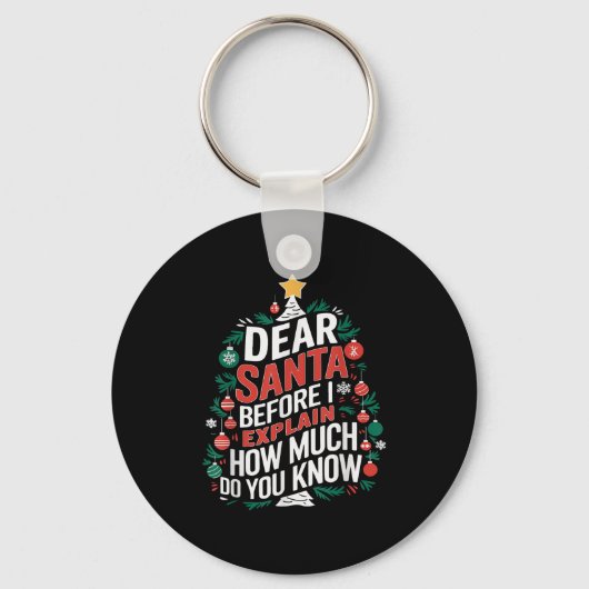 Dear Santa I Can Explain Funny Christmas Pjs Tree Sleutelhanger (Voorkant)