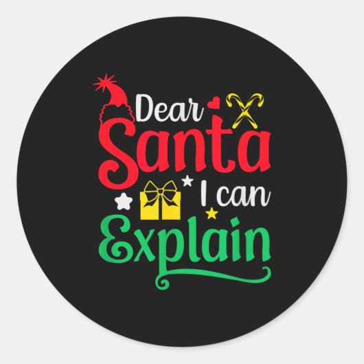 Dear Santa I Can Explain Funny Christmas  Ronde Sticker (Voorkant)