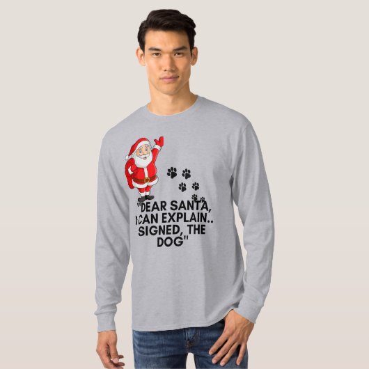 Dear Santa I Can Explain Funny Dog Christmas Mug T-shirt (Voorkant volledig)