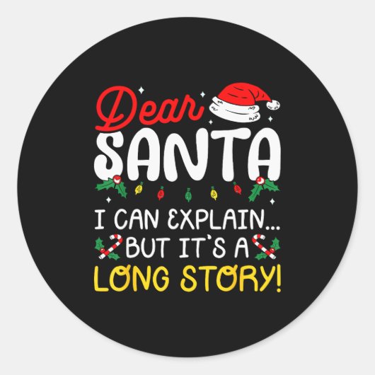 Dear Santa I Can Explain Pajamas Family Matching C Ronde Sticker (Voorkant)