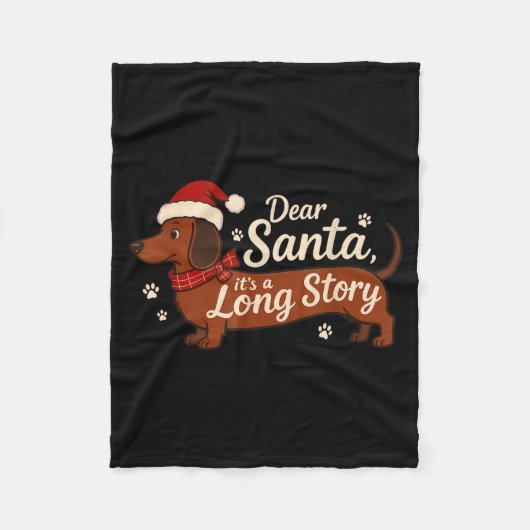 Dear Santa It's A Long Story Christmas Dachshund D Fleece Deken (Voorkant)