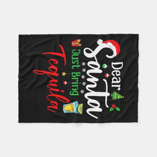 Dear Santa Just Bring Tequila Funny Drinking Chris Fleece Deken (Voorkant (Horizontaal))