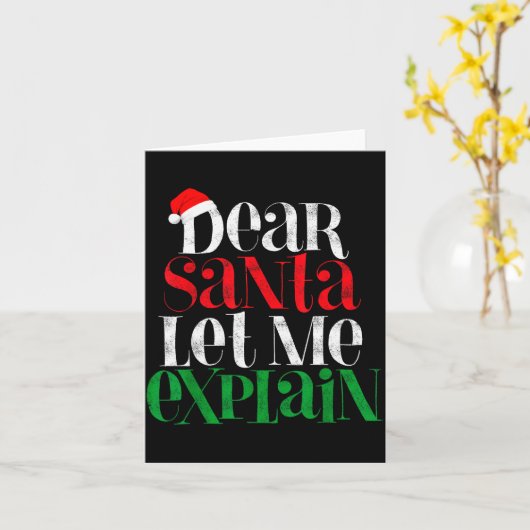 Dear Santa Let's Me Explain Funny Christmas Pajama Kaart (Gele Bloem)
