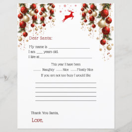 Dear Santa Letter Red GoldOrnaments Christmas Tree