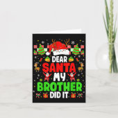 Dear Santa My Brother Did It Funny Christmas Boys Kaart (Voorkant)