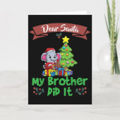 Dear Santa My Brother Did It Siblings Christmas Kaart (Voorkant)