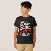Dear Santa My Co-worker Did It Funny Christmas Cow T-shirt (Voorkant volledig)