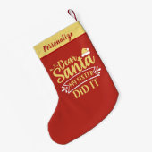 Dear Santa My Sister Did It Funny Personalized Kleine Kerstsok (Achterkant (Hangend))