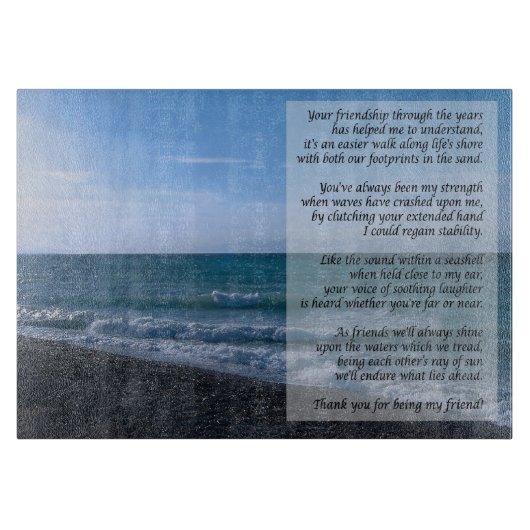 Dearest Friend Poem Seaside Waves Cutting Board Snijplank (Voorkant)