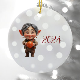 Dearie Kerst Elf Keramisch Ornament