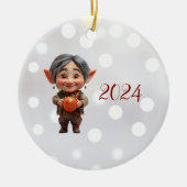 Dearie Kerst Elf Keramisch Ornament (Voorkant)