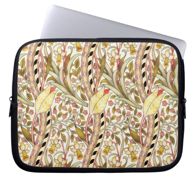 Dearle Daffodil  Floral Pattern Laptop Sleeve (Voorkant)