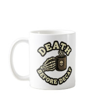 Death Before Decaf | Funny Retro Skull & Coffee 