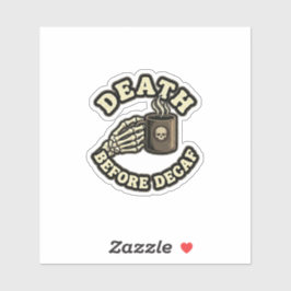 Death Before Decaf | Funny Retro Skull Laptop  Sticker
