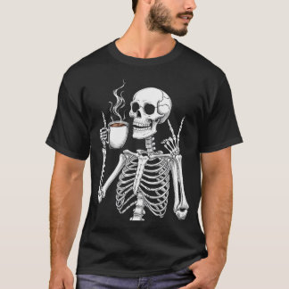 Death Before Decaf - Skeleton Koffieliefhebber Ont T-shirt