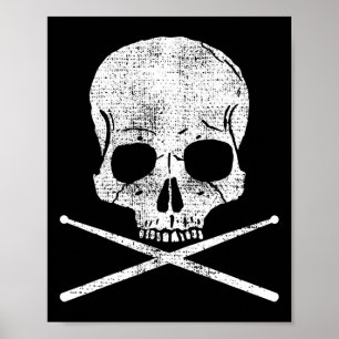 Death Drummer Metal  Drum Set Drumsticks Gi Poster