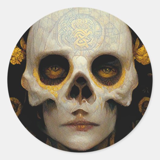 Death Mask Fantasy Sci-Fi Art Ronde Sticker (Voorkant)