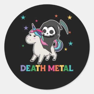 Death Metal - Death Riding Unicorn Funny Unicorn Ronde Sticker