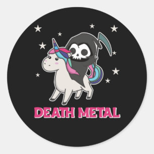 Death Metal - Death Riding Unicorn Funny Unicorn Ronde Sticker