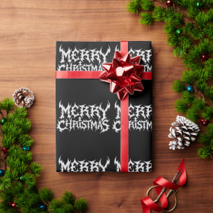 Death Metal Prettig Kerstmis Rock Kerstmis Donkere Cadeaupapier