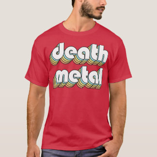 Death Metal Retro Rainbow Typography Vervaagde sti T-shirt