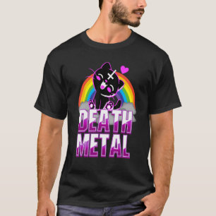 Death Metal Schattig Katje Regenboog Ondersteboven T-shirt