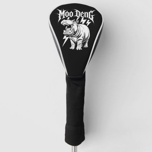 Death Metal Schattige Baby Hippo Moo Deng Hippopot Golfheadcover (Voorkant)