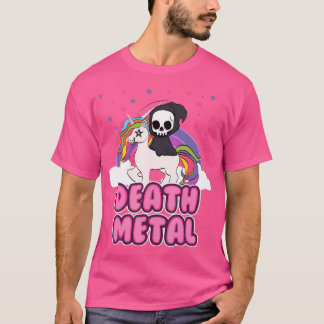 Death Metal - Unicorn Grim Reaper regenboog Zwaar  T-shirt
