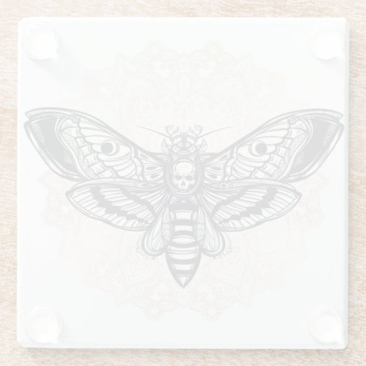 Death Moth Glazen Onderzetter (Achterkant)