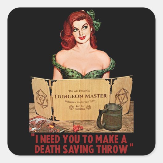 Death Saving Throw Vierkante Sticker (Voorkant)