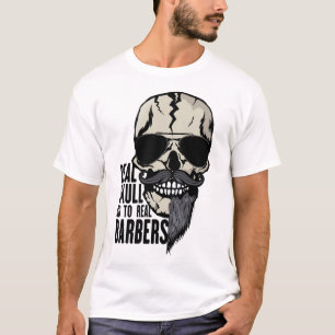 Death Tete real skull barbers hipster barbu mous T-shirt