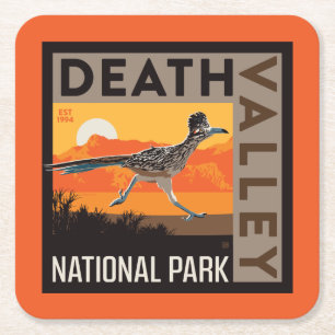 Death Valley Nationaal Park   Roadrunner Vierkante Kartonnen Onderzetter