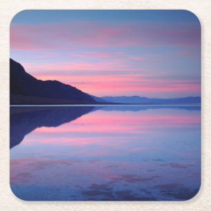 Death Valley National Park. Badwater bij zonsopgan Vierkante Kartonnen Onderzetter