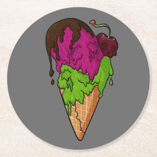 Deathly Sweet Berry Skull Ice Cream Ronde Kartonnen Onderzetter