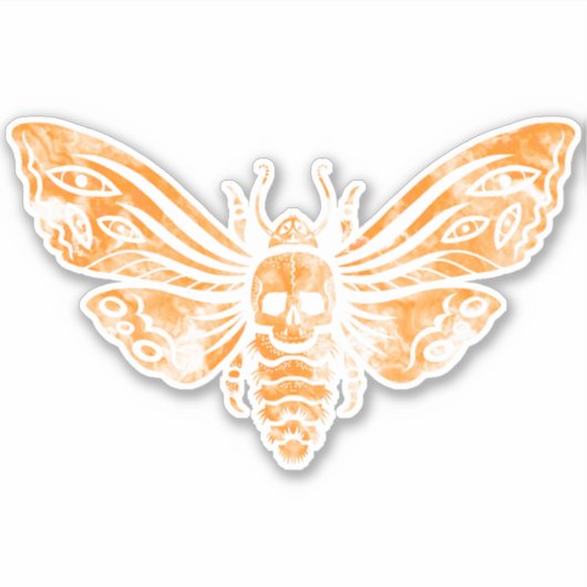 Death's Head Moth in Sinaasappel Sticker (Voorkant)