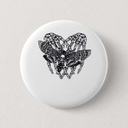 Deathshead Moth Classic - Skeleton Hand Heart Ronde Button 5,7 Cm (Voorkant)