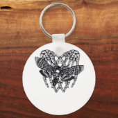 Deathshead Moth Classic - Skeleton Hand Heart Sleutelhanger (Voorkant)