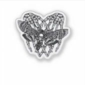 Deathshead Moth Classic - Skeleton Hand Heart Sticker (Voorkant)