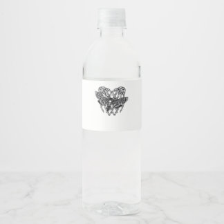 Deathshead Moth Classic - Skeleton Hand Heart Waterfles Etiket