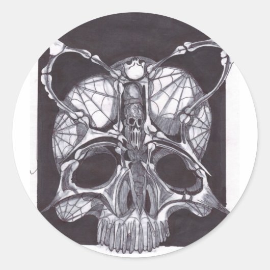 Deathshead Skull Ronde Sticker (Voorkant)