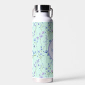 D'eau Belle Bouteille Bleue Vert Aqua Avec Fleurs Violet (Avant)