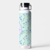 D'eau Belle Bouteille Bleue Vert Aqua Avec Fleurs Violet (Arrière)