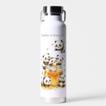 Bouteille en acier inoxydable bébé pandas aquarell