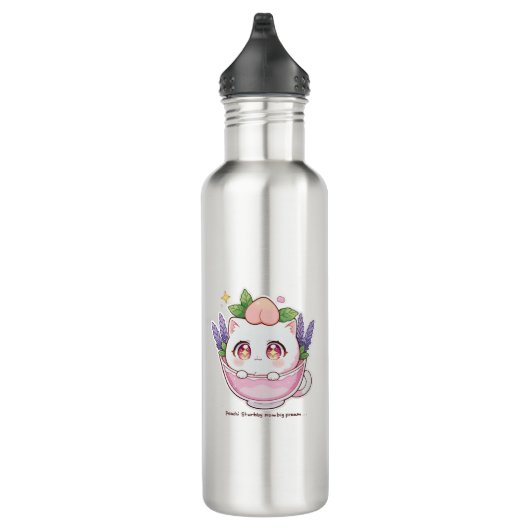 D'eau Kawaii Peach Chat en Lavender Teacup Bouteille d'e (Droite)
