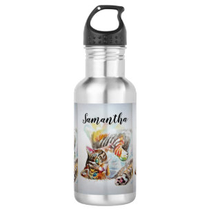 D'eau Tabby Chat Aquarelle Art Chat Chats Bouteille d'ea