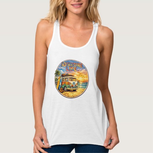 Débardeur Adventure Life Retro Hippie Beach Sunset Graphic (Devant)