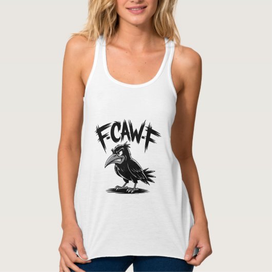 Débardeur Angry Crow “F-CAW-F” – Edgy Cartoon Bird Design (Devant)