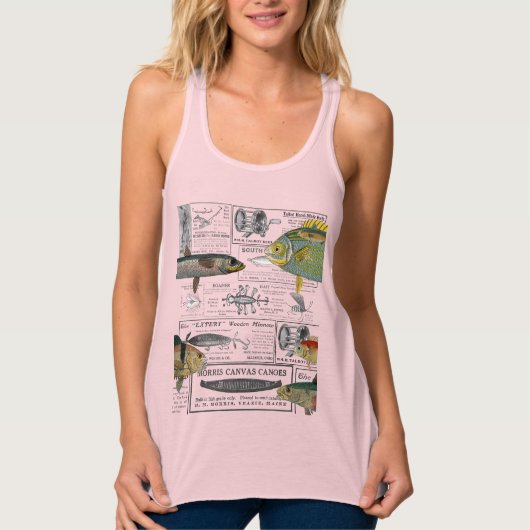 Débardeur Antique Annonces Pêche Circa 1909 Pêcheur Lures (Devant)